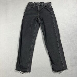 American Eagle Jeans Womens 0 Black High Rise Baggy Straight Dark Wash Stretch